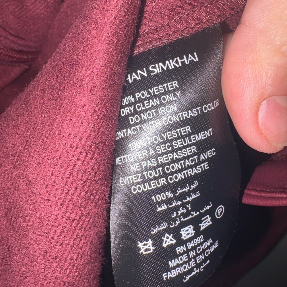 Jonathan Simkhai Louisa Deep Red Faux Leather Twist Chic Top Womens size 10 NWOT - Picture 7 of 8